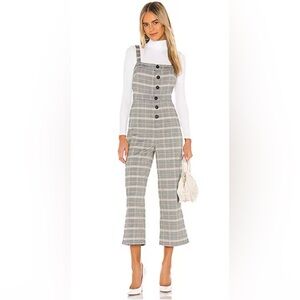 Cupcakes & Cashmere Black Plaid Willa Cropped Jumpsuit w Working Buttons.